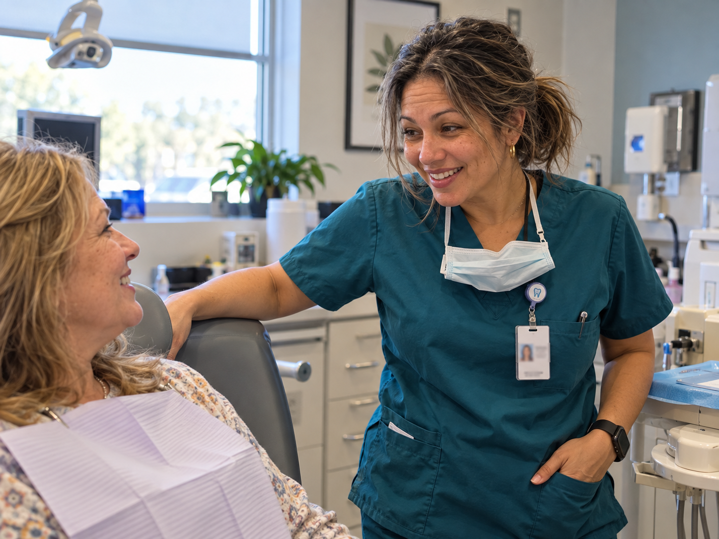 Renee talking with a patient
