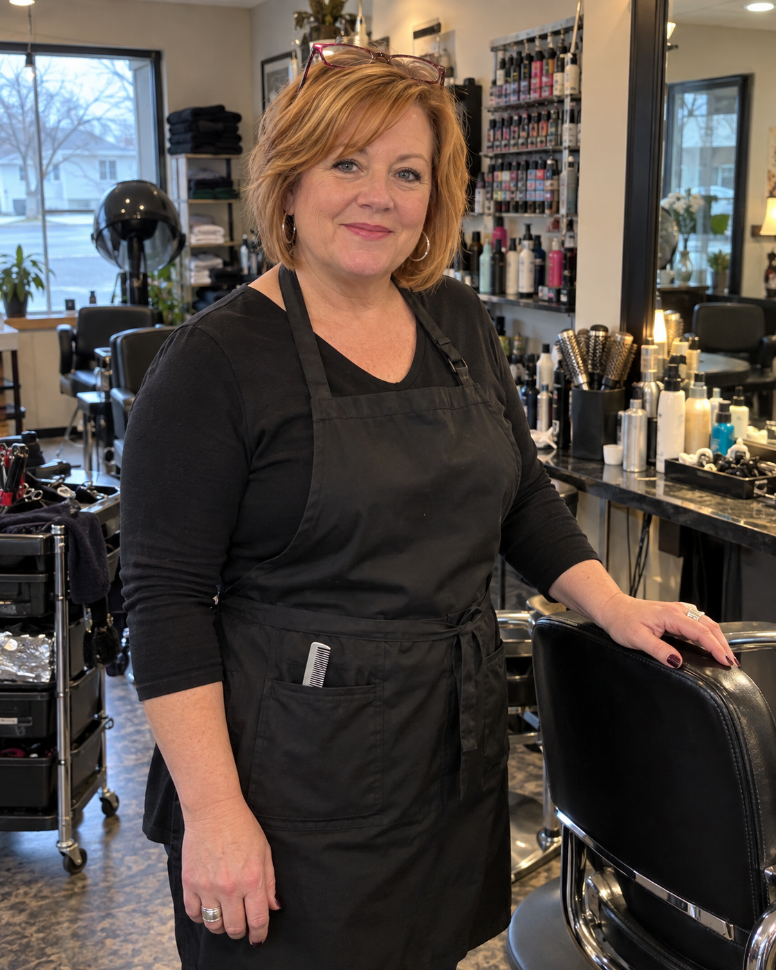 Marcia at her salon before opening